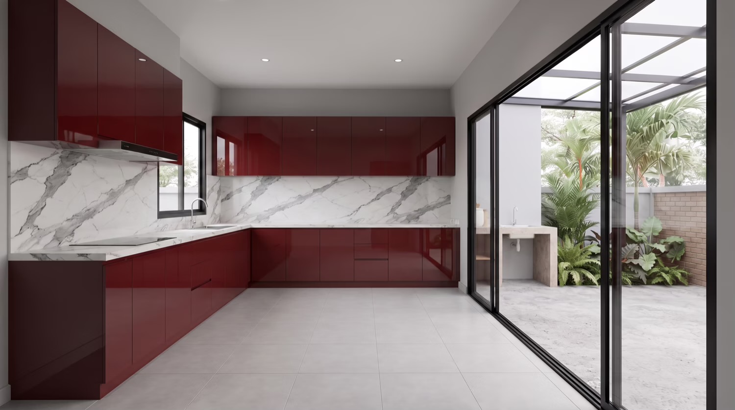 Oxblood + Calacatta